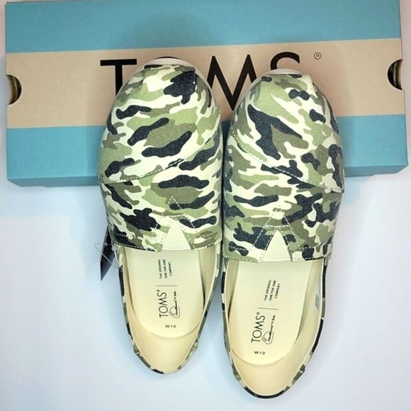 Toms Dirty Olive Camouflage Alpargata Slip-On 10 NWT - Picture 4 of 7